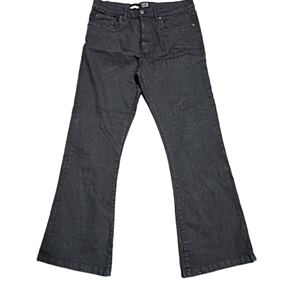 JET BLACK FLARED LCJ DENIM 32X30 UNISEX MENS WOMENS JEANS ENGLAND